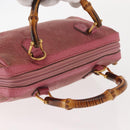 GUCCI Bamboo Mini Boston Bag Suede Pink Gold 007 122 0232 Auth 150408-6