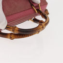 GUCCI Bamboo Mini Boston Bag Suede Pink Gold 007 122 0232 Auth 150408-7