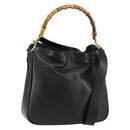GUCCI Bamboo Shoulder Bag Leather Black Gold 001 3166 Auth 150409-1