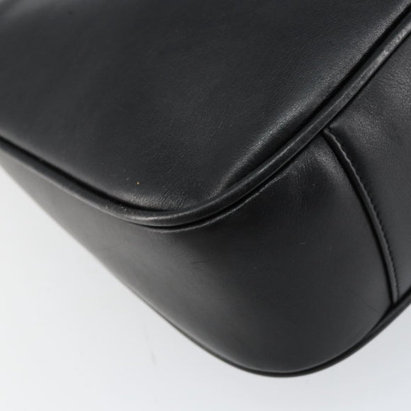 GUCCI Bamboo Shoulder Bag Leather Black Gold 001 3166 Auth 150409