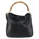 GUCCI Bamboo Shoulder Bag Leather Black Gold 001 3166 Auth 150409-13