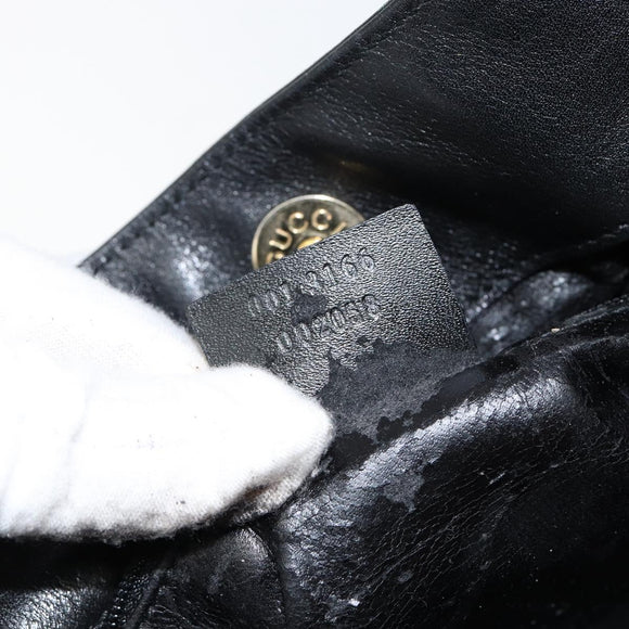 GUCCI Bamboo Shoulder Bag Leather Black Gold 001 3166 Auth 150409