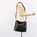 GUCCI Bamboo Shoulder Bag Leather Black Gold 001 3166 Auth 150409-23