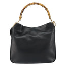 GUCCI Bamboo Shoulder Bag Leather Black Gold 001 3166 Auth 150409-2