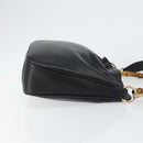 GUCCI Bamboo Shoulder Bag Leather Black Gold 001 3166 Auth 150409-3