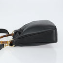 GUCCI Bamboo Shoulder Bag Leather Black Gold 001 3166 Auth 150409-4