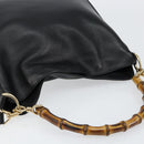 GUCCI Bamboo Shoulder Bag Leather Black Gold 001 3166 Auth 150409-6