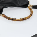 GUCCI Bamboo Shoulder Bag Leather Black Gold 001 3166 Auth 150409-7