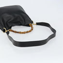 GUCCI Bamboo Shoulder Bag Leather Black Gold 001 3166 Auth 150409-8