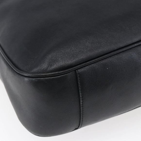 GUCCI Bamboo Shoulder Bag Leather 2way Black Gold 001 1998 1577 Auth 150410