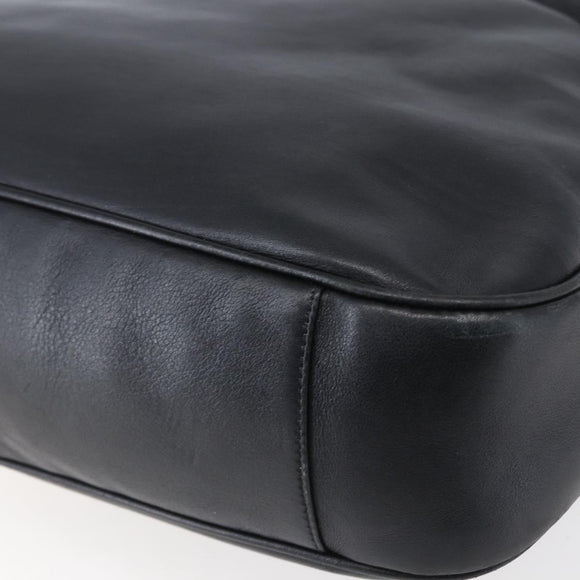 GUCCI Bamboo Shoulder Bag Leather 2way Black Gold 001 1998 1577 Auth 150410