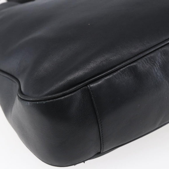 GUCCI Bamboo Shoulder Bag Leather 2way Black Gold 001 1998 1577 Auth 150410