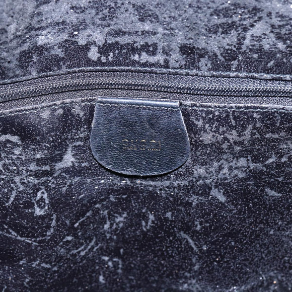 GUCCI Bamboo Shoulder Bag Leather 2way Black Gold 001 1998 1577 Auth 150410