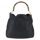 GUCCI Bamboo Shoulder Bag Leather 2way Black Gold 001 1998 1577 Auth 150410-13