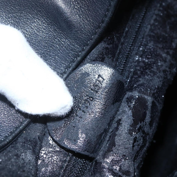 GUCCI Bamboo Shoulder Bag Leather 2way Black Gold 001 1998 1577 Auth 150410