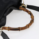 GUCCI Bamboo Shoulder Bag Leather 2way Black Gold 001 1998 1577 Auth 150410-6