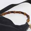 GUCCI Bamboo Shoulder Bag Leather 2way Black Gold 001 1998 1577 Auth 150410-14