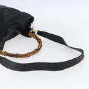 GUCCI Bamboo Shoulder Bag Leather 2way Black Gold 001 1998 1577 Auth 150410-7