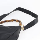 GUCCI Bamboo Shoulder Bag Leather 2way Black Gold 001 1998 1577 Auth 150410-15