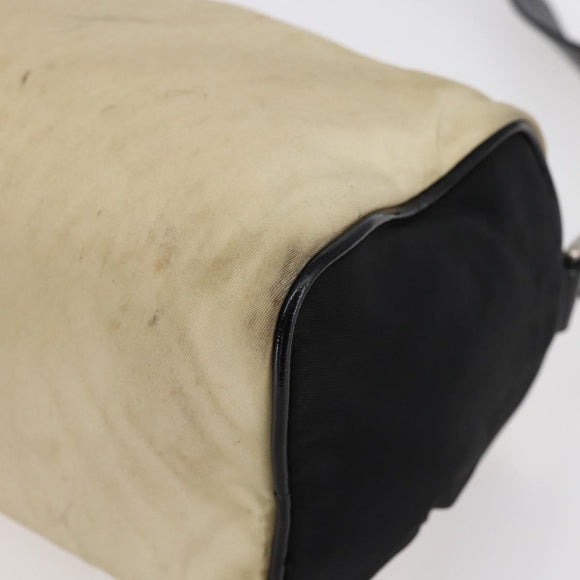 PRADA Shoulder Bag Nylon Beige Silver Auth 150411