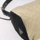 PRADA Shoulder Bag Nylon Beige Silver Auth 150411-11