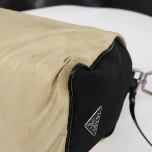 PRADA Shoulder Bag Nylon Beige Silver Auth 150411