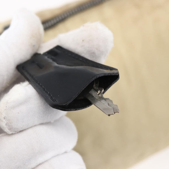 PRADA Shoulder Bag Nylon Beige Silver Auth 150411