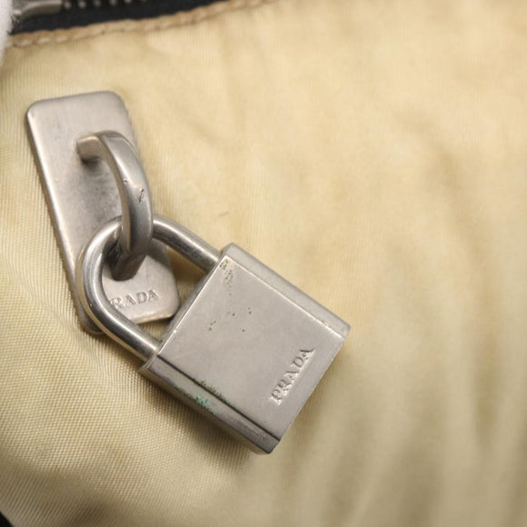 PRADA Shoulder Bag Nylon Beige Silver Auth 150411