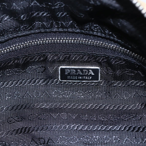 PRADA Shoulder Bag Nylon Beige Silver Auth 150411