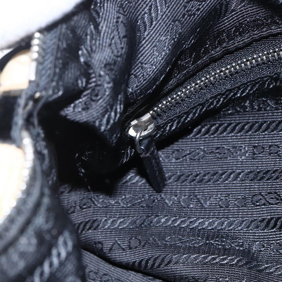 PRADA Shoulder Bag Nylon Beige Silver Auth 150411