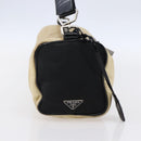 PRADA Shoulder Bag Nylon Beige Silver Auth 150411-4