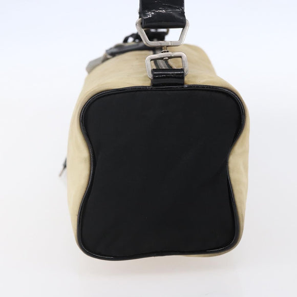 PRADA Shoulder Bag Nylon Beige Silver Auth 150411