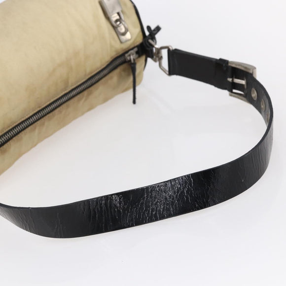 PRADA Shoulder Bag Nylon Beige Silver Auth 150411