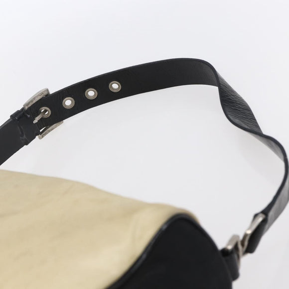 PRADA Shoulder Bag Nylon Beige Silver Auth 150411