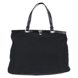 PRADA Hand Bag Nylon Black Silver Auth 150413