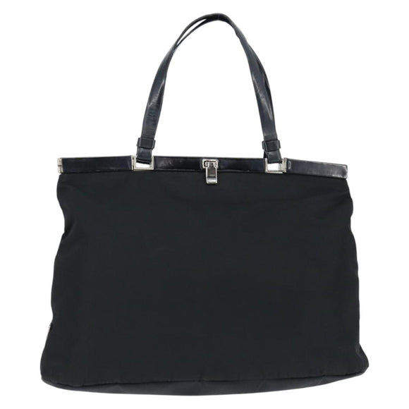 PRADA Hand Bag Nylon Black Silver Auth 150413
