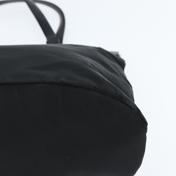 PRADA Hand Bag Nylon Black Silver Auth 150413