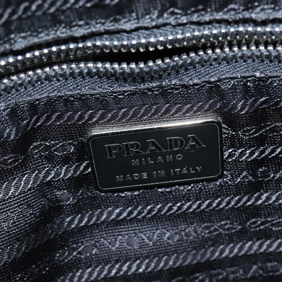 PRADA Hand Bag Nylon Black Silver Auth 150413