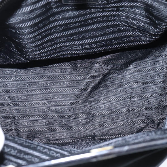 PRADA Hand Bag Nylon Black Silver Auth 150413