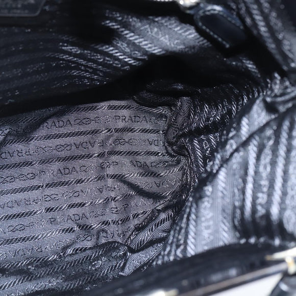 PRADA Hand Bag Nylon Black Silver Auth 150413