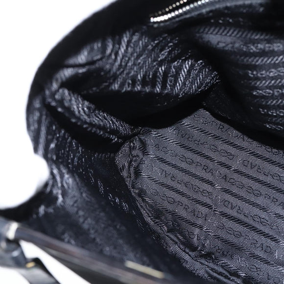 PRADA Hand Bag Nylon Black Silver Auth 150413