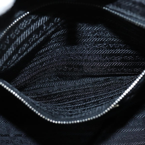 PRADA Hand Bag Nylon Black Silver Auth 150413