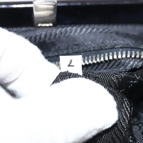 PRADA Hand Bag Nylon Black Silver Auth 150413