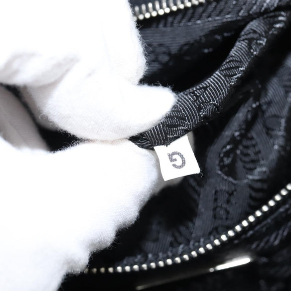 PRADA Hand Bag Nylon Black Silver Auth 150413