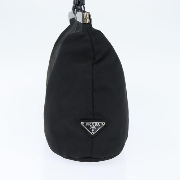 PRADA Hand Bag Nylon Black Silver Auth 150413