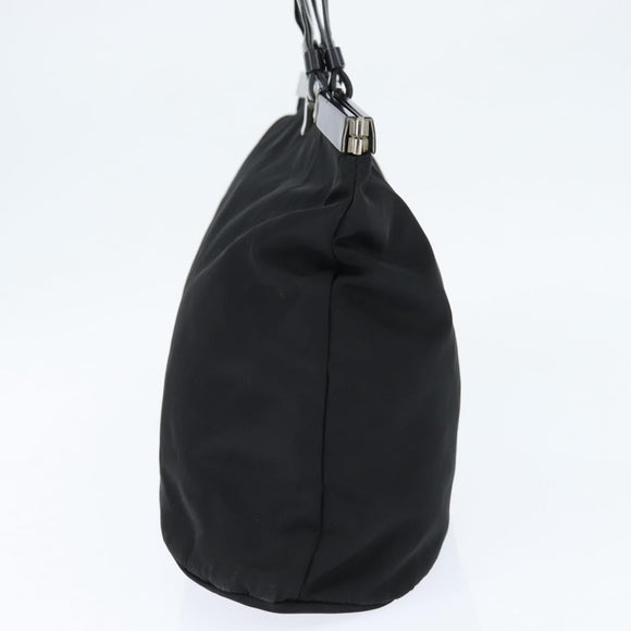 PRADA Hand Bag Nylon Black Silver Auth 150413