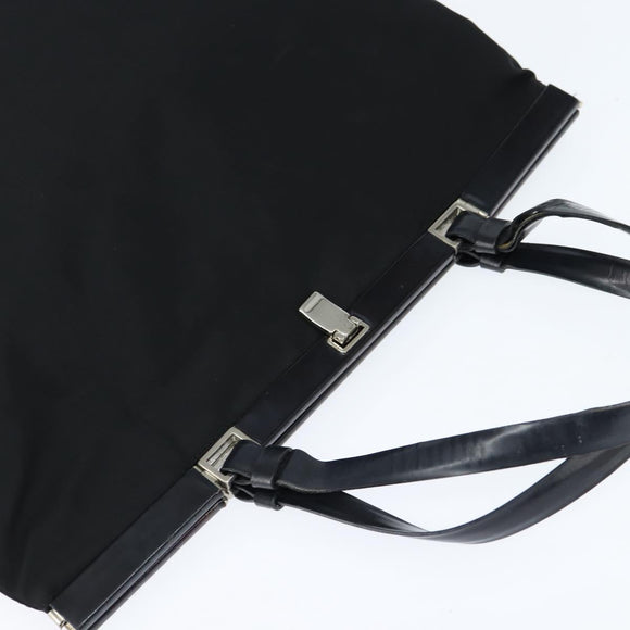 PRADA Hand Bag Nylon Black Silver Auth 150413