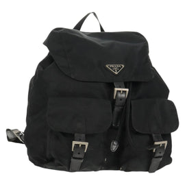 PRADA Backpack Nylon Black Silver Auth 150414