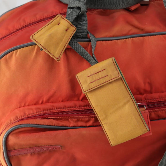 PRADA Boston Bag Nylon 2way Red Silver Auth 150415