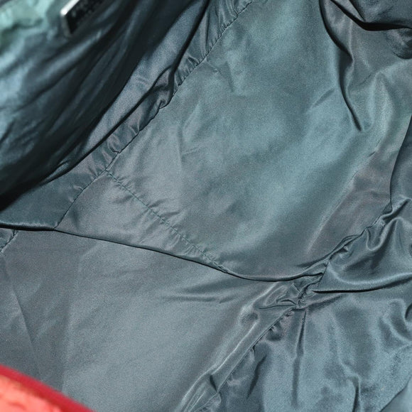 PRADA Boston Bag Nylon 2way Red Silver Auth 150415